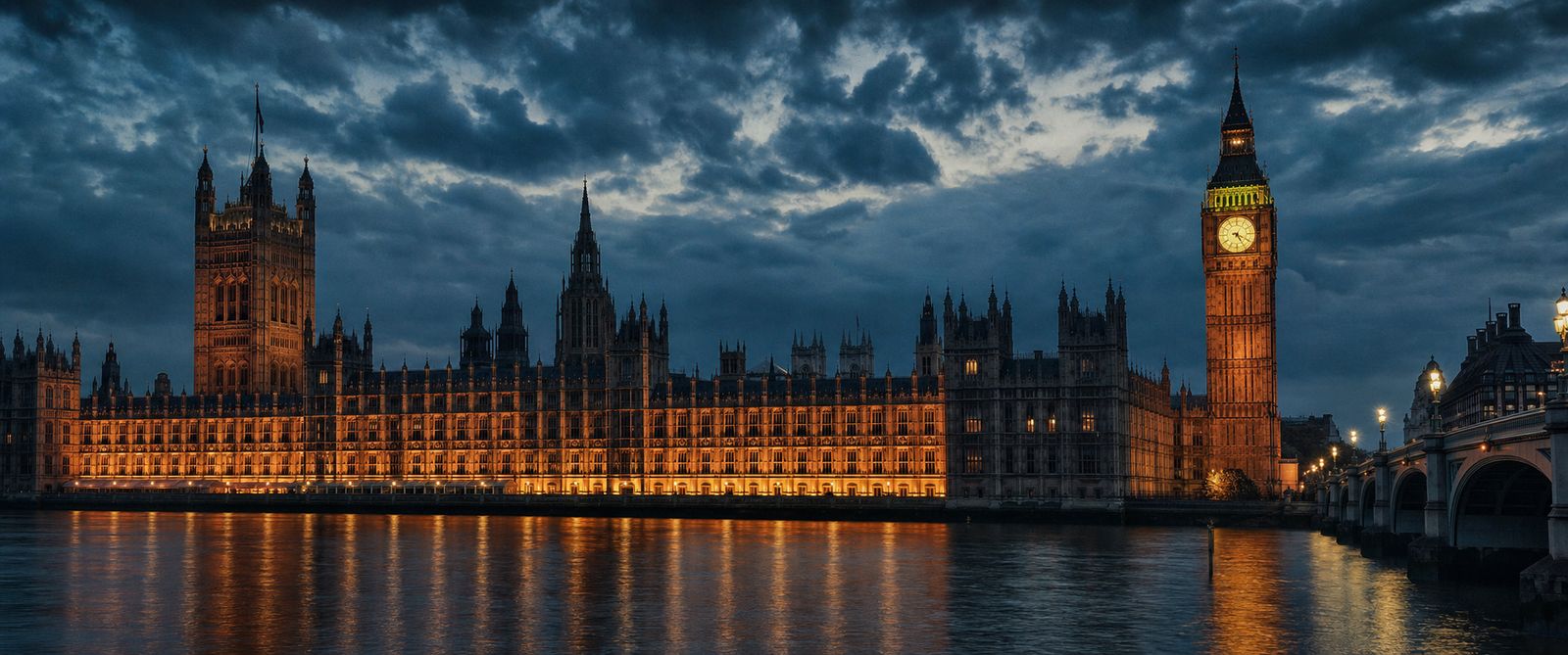 The Palace of Westminster at dusk